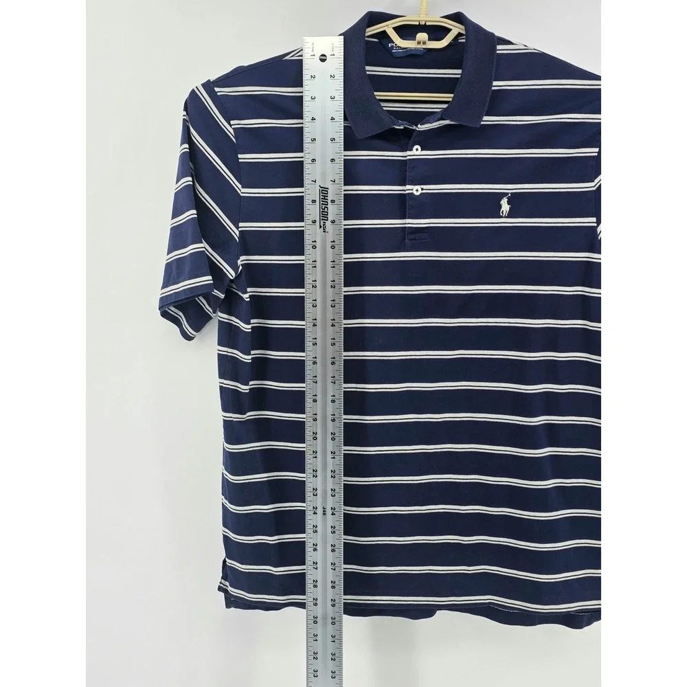 Polo Golf Ralph Lauren Vintage Preppy Navy Stripe Size Large Mens Polo Shirt